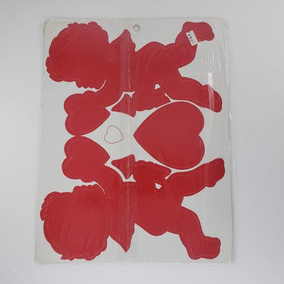 Vintage Eureka 6 Valentine Silhouettes Decorations Die Cut Cupid Hearts NOS - Picture 4 of 4